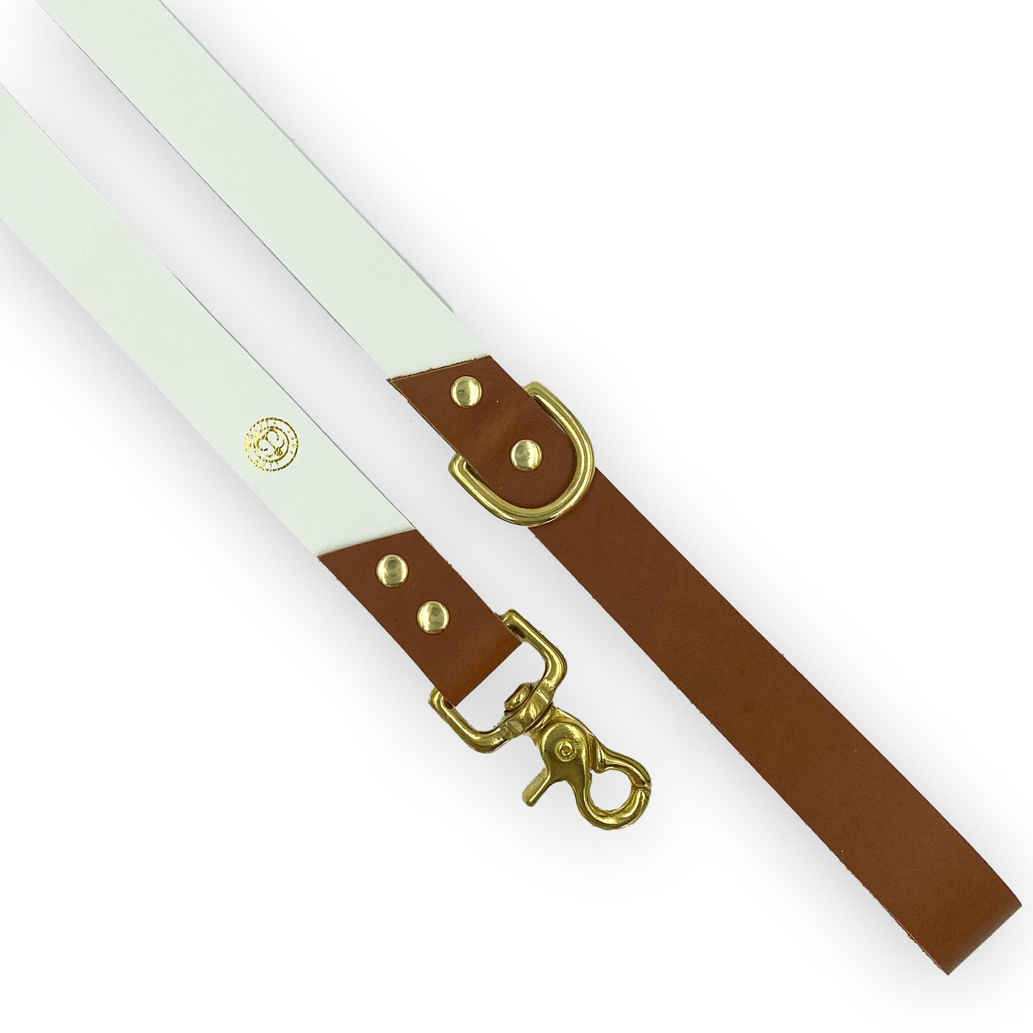 White + Brown Leather Leash