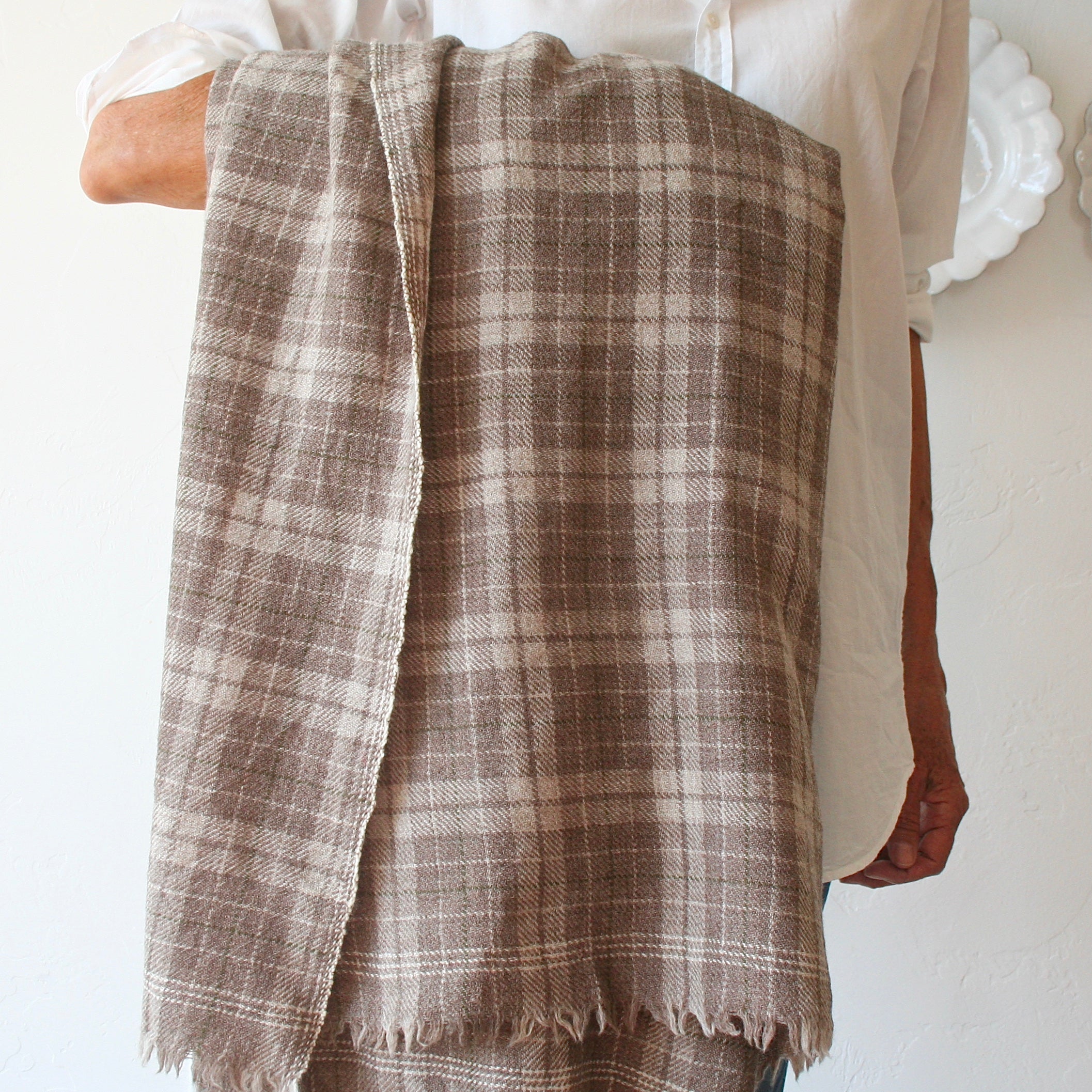 Moismont Wool Plaid Blanket - Natural