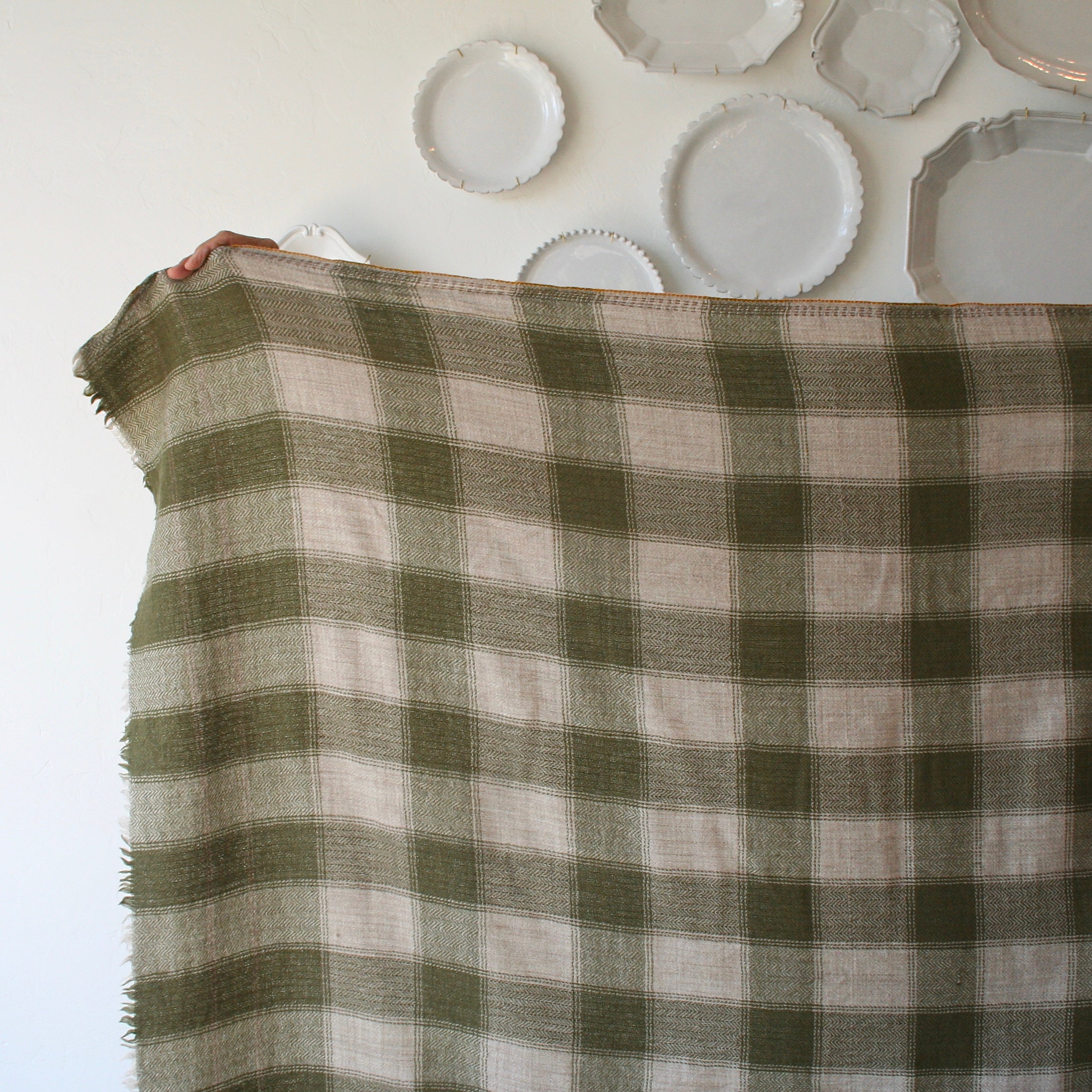 Moismont Wool Plaid Blanket - Khaki