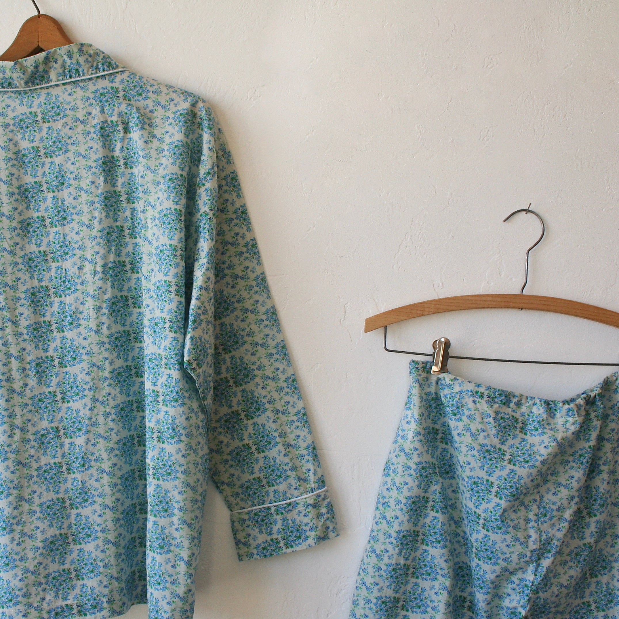 Domi Oversized Cotton Pajama Set - Forget me Not