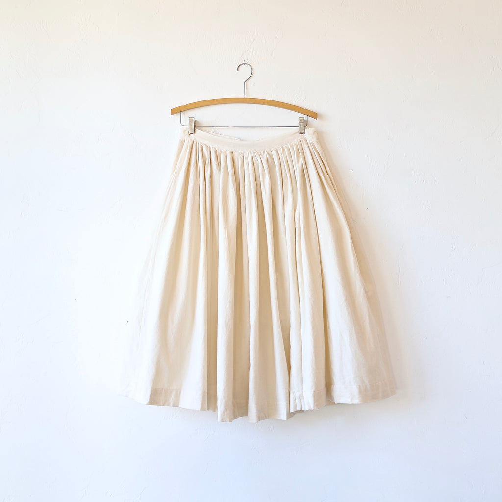 Sula Brushed Cotton Tiny Pleat Skirt - Cream | Bon