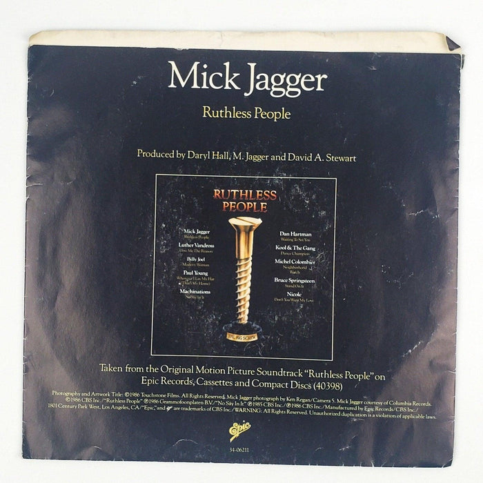 Mick Jagger Ruthless People Record 45 Rpm Single 34 06211 Epic 1986 — Hkresale 