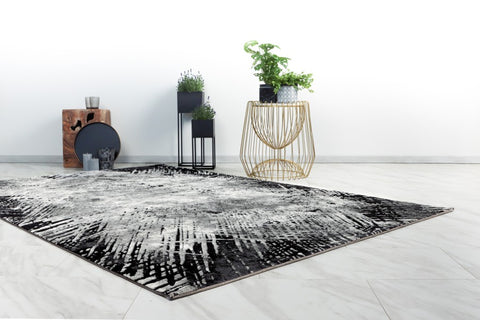 abstract pattern black white rug