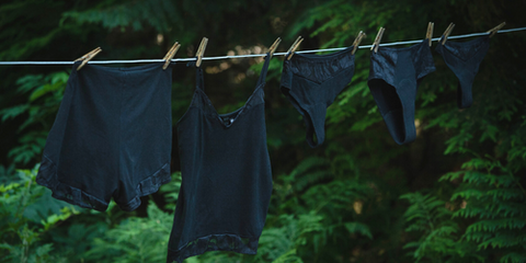 Period underwear on the washing line