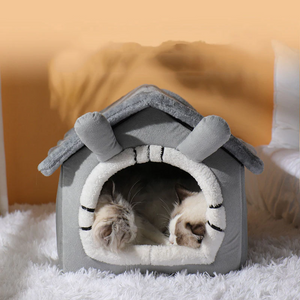 Foldable Pet House With Mat, Little Bed Winter Indoor Warm.