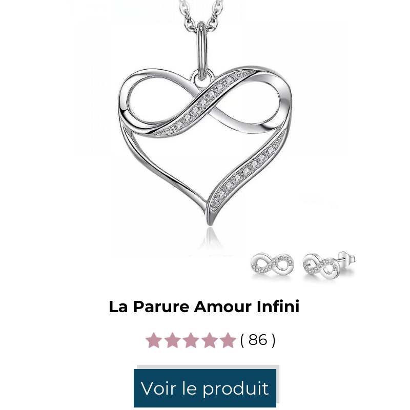 Parure Collier Boucles Oreilles Infini en Argent