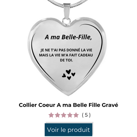 Collier Coeur A ma Belle Fille Gravé