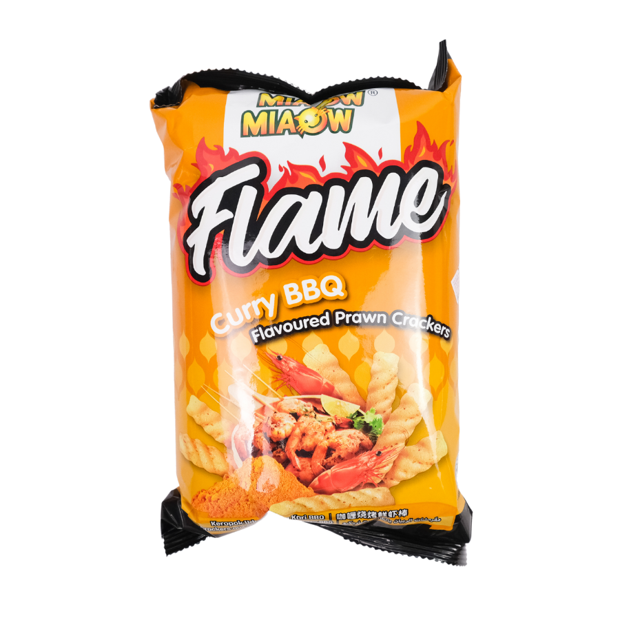 Miaow Miaow Flame Curry BBQ Prawn Crackers 50g – Just Go Shop