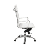 26.38" X 27.56" X 45.87" High Back Office Chair in White with Chromed Steel Base