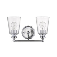 Two Light Silver Glass Shade Wall Sconce