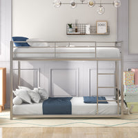 Silver Twin Over Twin Metal Low Bunk Bed