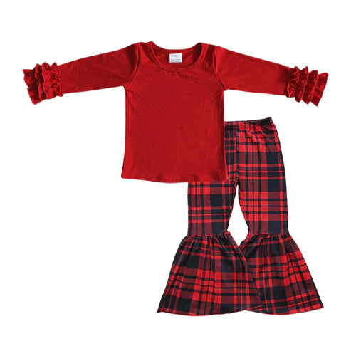 ᴡᴇᴇᴋʟʏ ᴘʀᴇ ᴏʀᴅᴇʀ Buffalo Plaid Ruffle Top and Pants Set