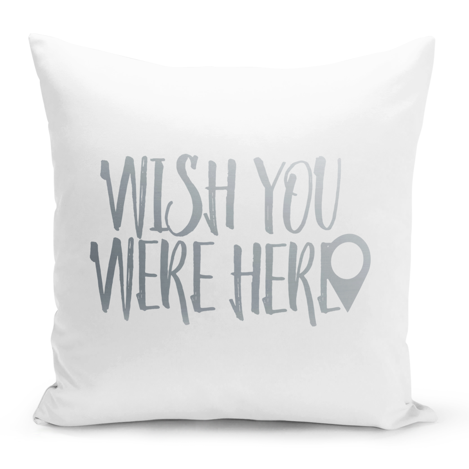 Love Quote Polyester White Pillow With Metalic Silver Foil Print Wish