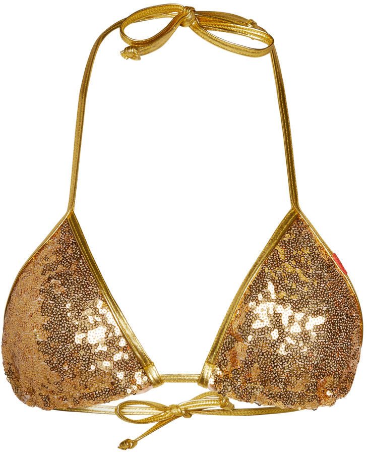 Gold Sequin Triangle Top – DOLL Swimwear