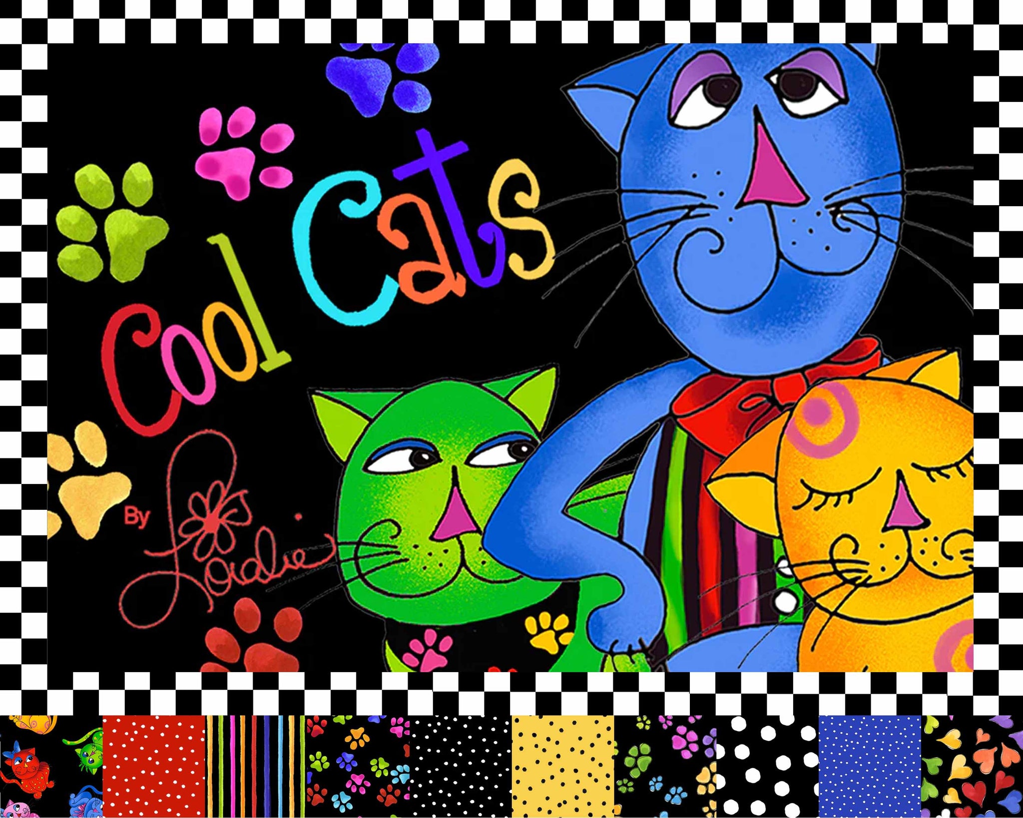 Cool Cats Fabric - cat fabrics by Loralie Harris – Loralie Designs