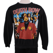 Load image into Gallery viewer, Marino Morwood Death Row Records Sweatshirt in black. Pullover crewneck sweatshirt with Death Row Records photograph at front and graphic at back. 
