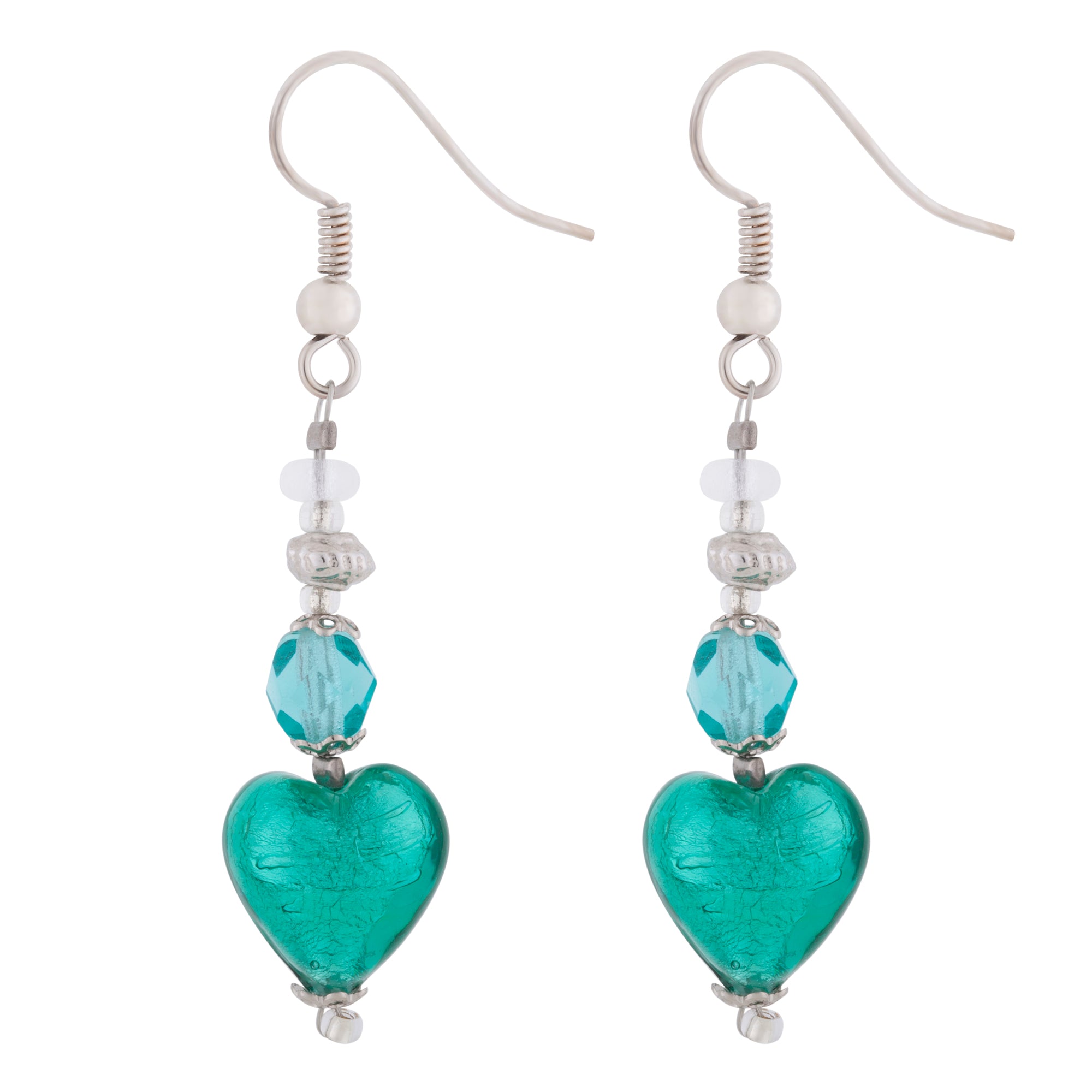Murano Green Heart Shape - Earrings