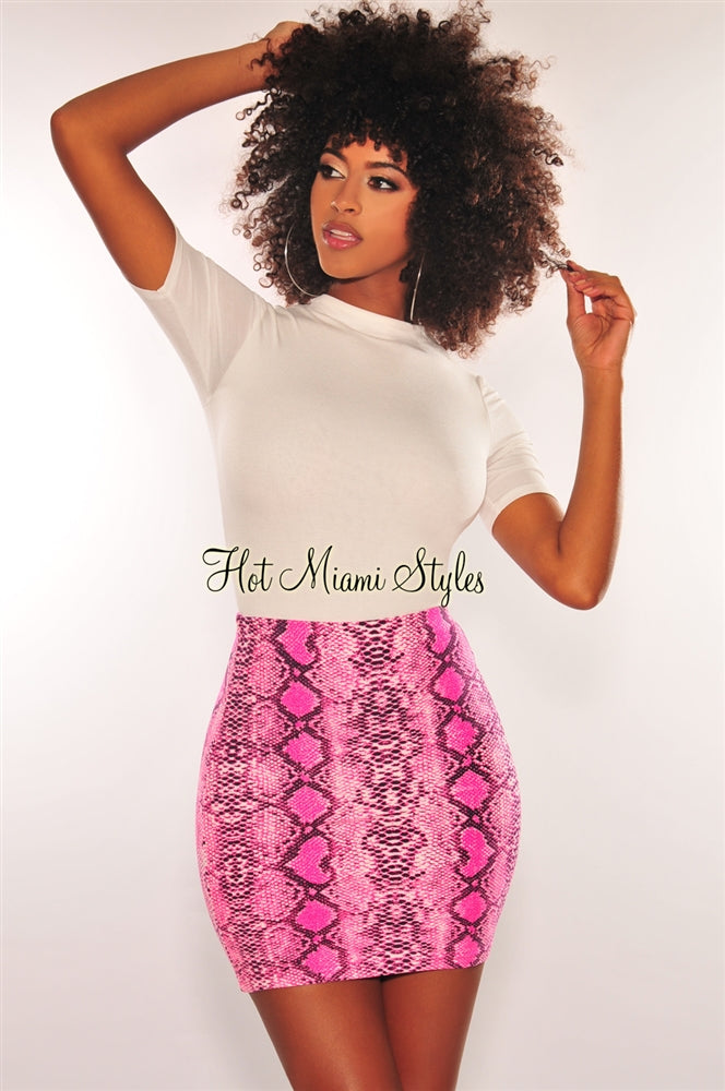 Neon Pink Snake Print Skirt – Hot Miami 