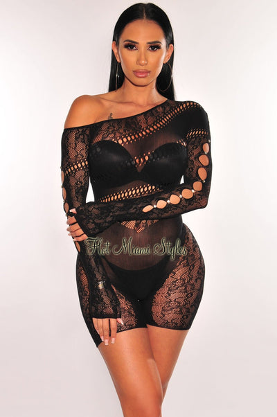 Keep Up Babe Sleeveless Rhinestone Mesh Romper (Black)