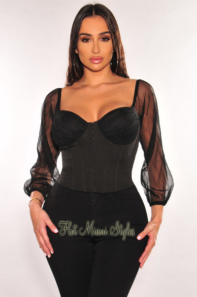 Mollee Camel Long Sleeve Bustier Crop Top - $23