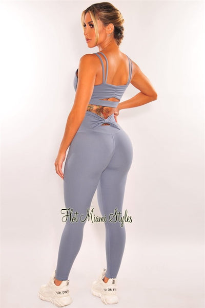 HMS Fit: Dusty Blue High Waist Butt Lifting Textured Shorts - Hot Miami  Styles