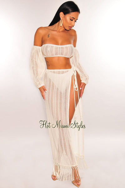 Tangerine Crochet Halter Hanky Hem Skirt Two Piece Set – Hot Miami Styles