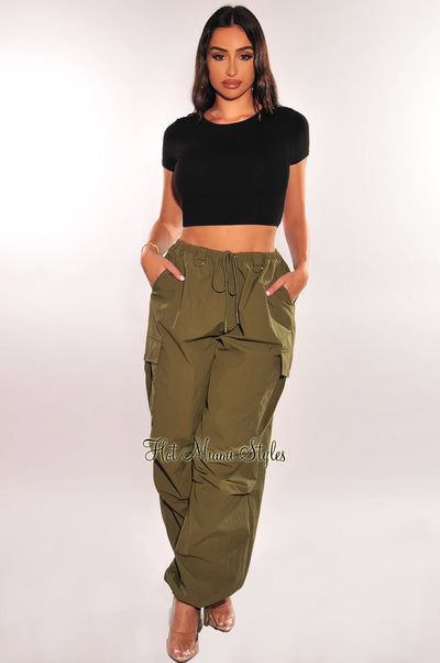 Chic and Trendy Flap Pocket Drawstring Cargo Pants