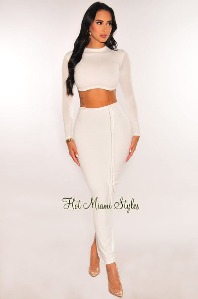 Black Mesh Padded Long Sleeve Bustier Crop Top - Hot Miami Styles