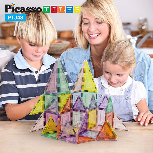 PicassoTiles 152pcs Clear Magnetic Building Tiles Toy Set