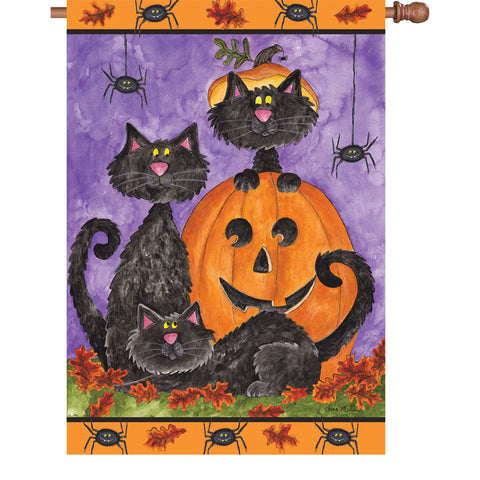 28 in. Halloween House Flag - Three Black Cats – Premier Kites & Designs