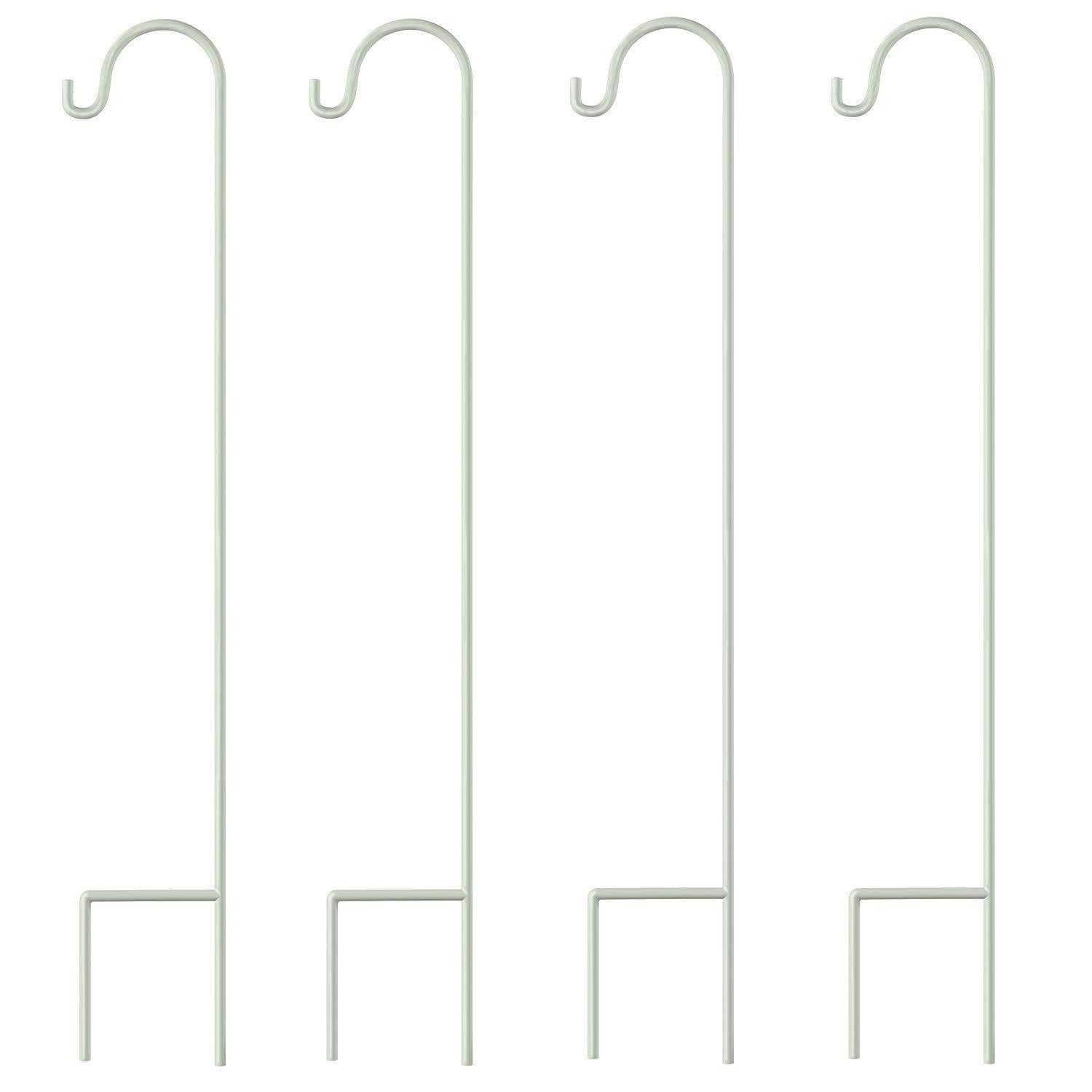 GrayBunny Shepherd Hook, 35 inch Black, Set of 4 Solid (Non-Hollow) Single Piece (No Assembly), Strong Rust Resistant Premium Metal Hanger For Weddings Plant Baskets Solar Lights Lanterns & Mason Jars
