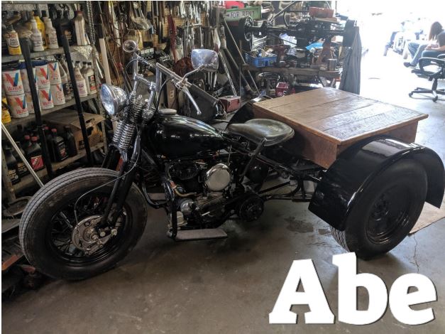 Abe <br> <br>
Ken’s son-in-law, Abe, has picked things up quickly around here, which is no surprise since he is learning from the best. He started building his 1967 in 2016, when Ken gave him a frame as a Christmas present, and has been hooked ever since. He enjoys rebuilding engines, riding and going to swap meets, but 
especially likes to hang with the guys in the garage, drinking a beer and cleaning parts. 
