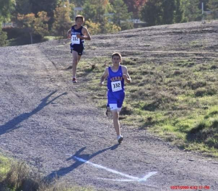 A young Joey Bags racing cross country.