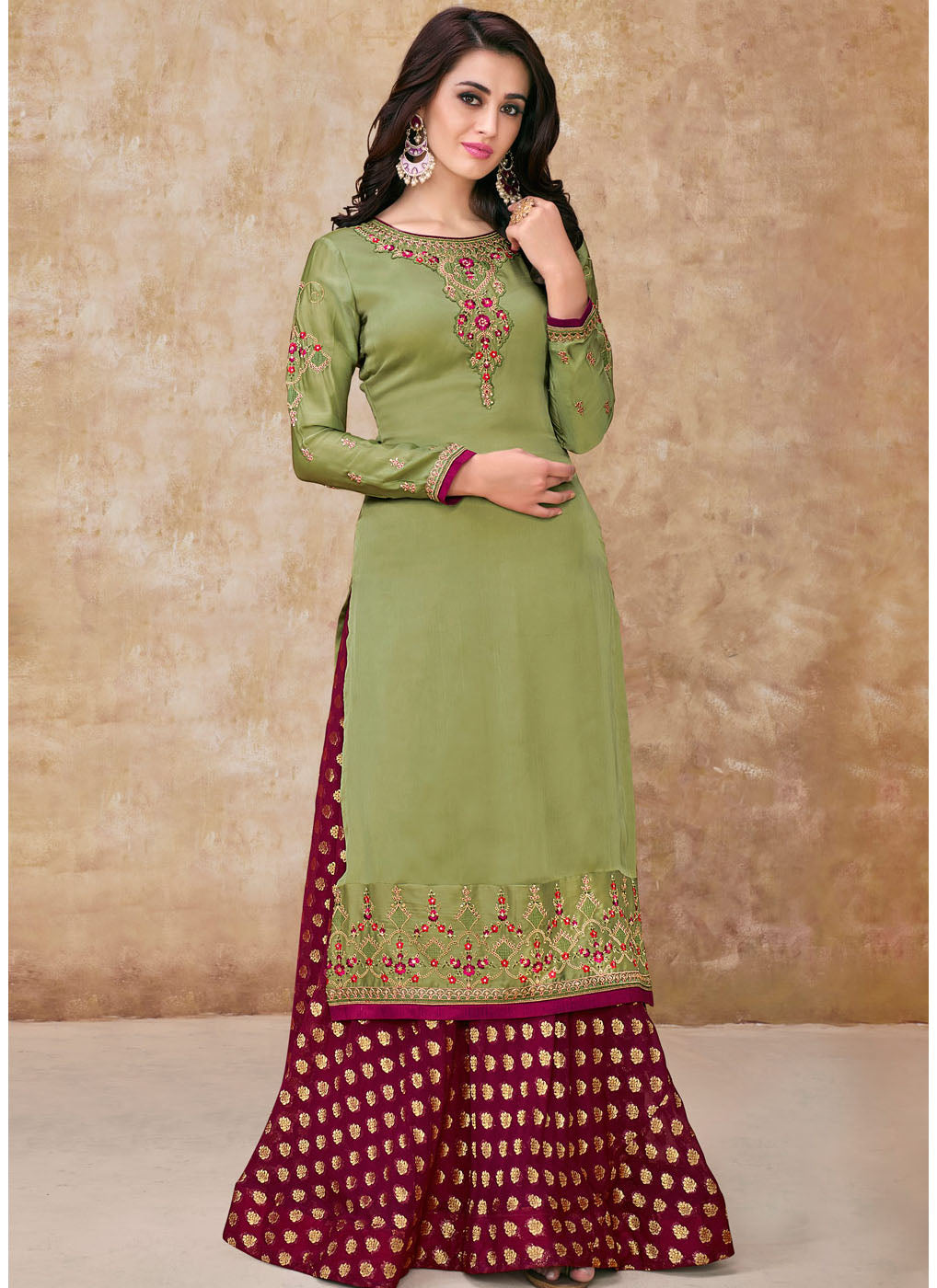 long kameez with palazzo