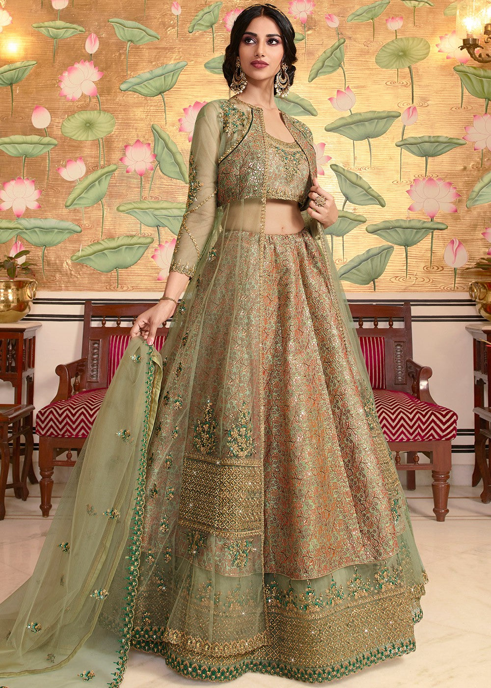 ghagra choli with coat