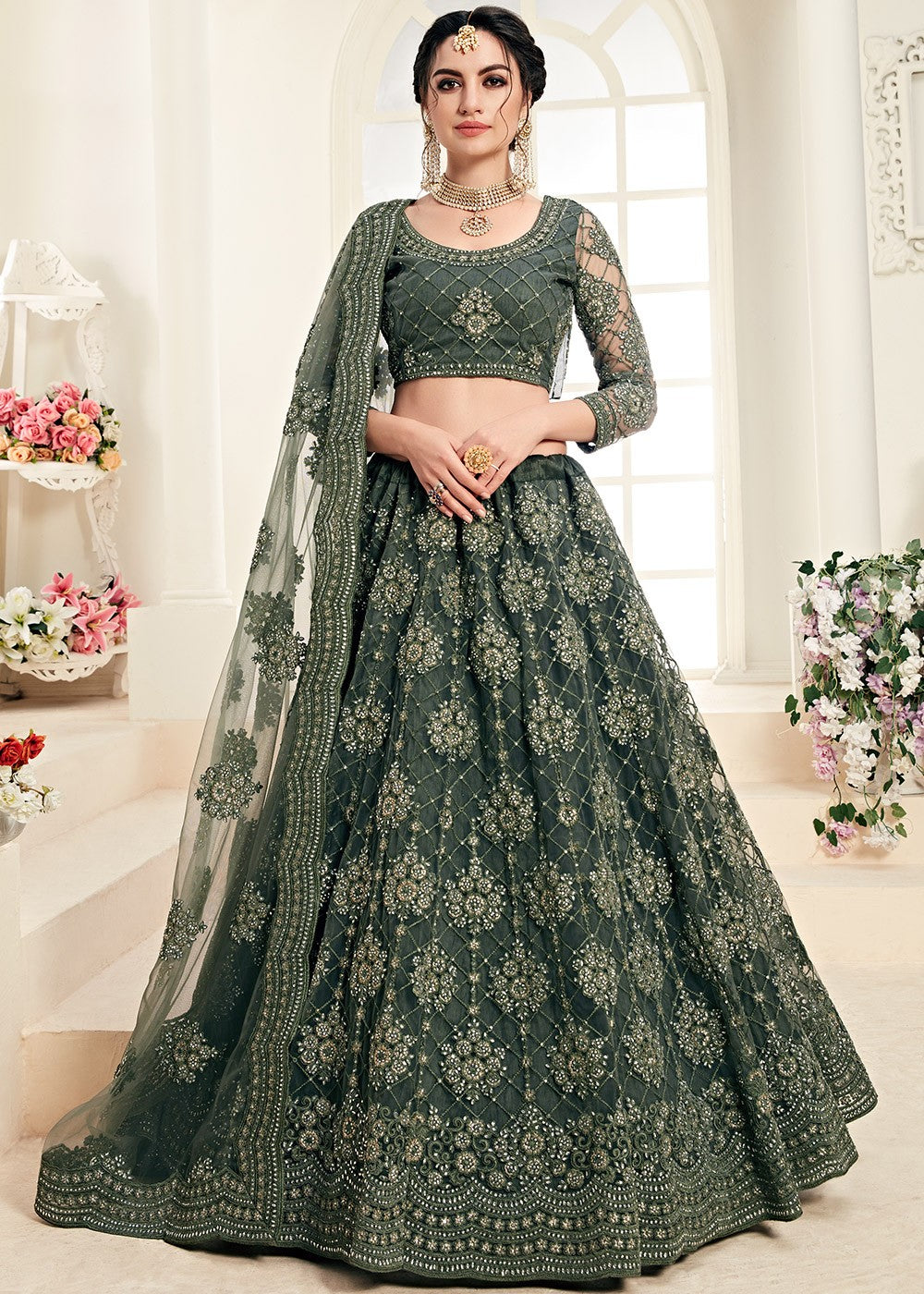 green lehenga choli