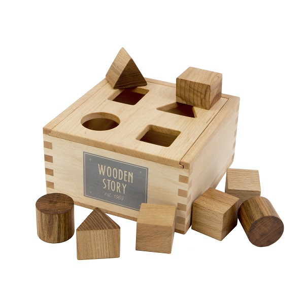 Wooden Story - Stacking Montessori Toy - Shape Sorter Box