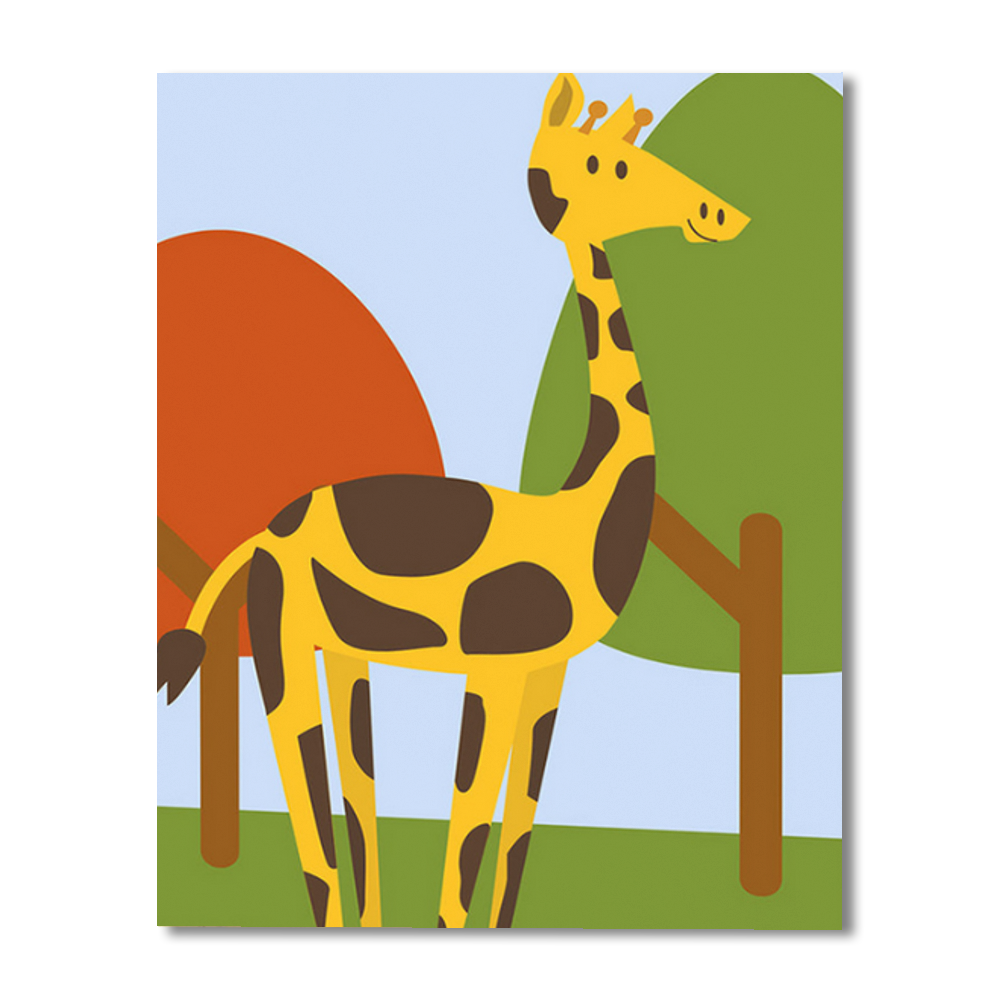 Image of Cartoon Giraffe Paint By Numbers Painting Kit