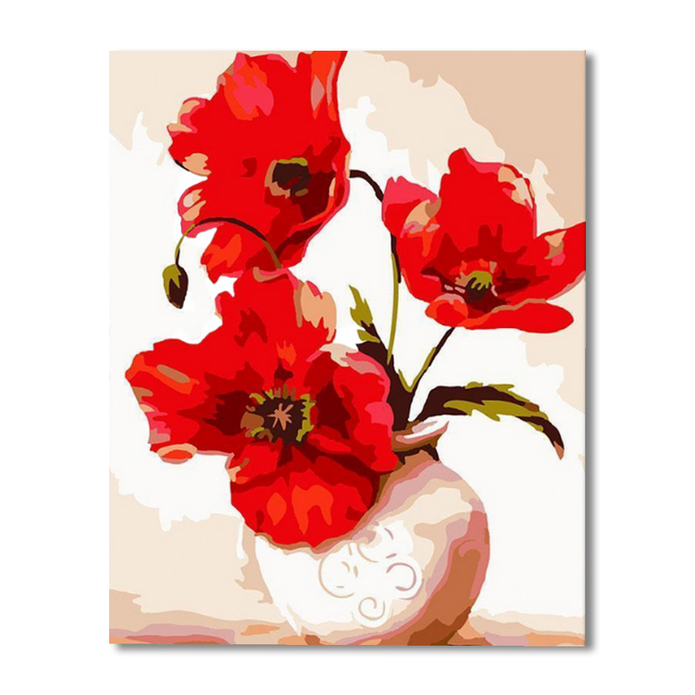 Image of Red Flower Paint By Numbers Painting Kit