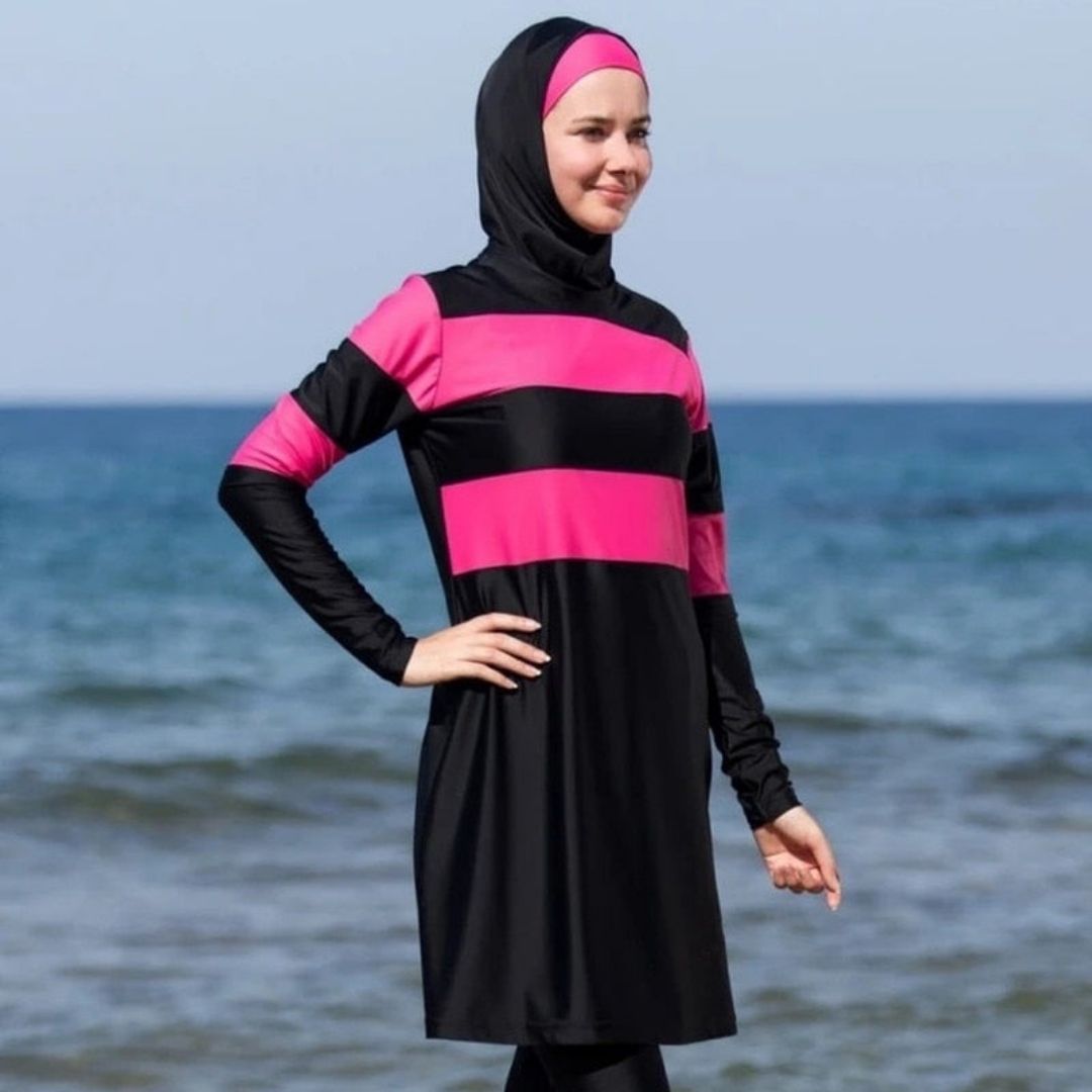 Buy Bmeigo Women Muslim Swimsuit Full Coverage - Islamic Modest Hijab Swimming  Swimwear Burqini Loose Bathing Suit Long Sleeve Zipper Drawstring Sports  Swim Surf Beachwear 3 Pieces Swimming Costume Set Online at desertcartINDIA