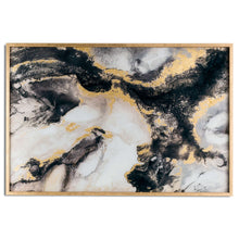 Load image into Gallery viewer, Marble Effect Black And Gold Glass Image In Gold Frame
