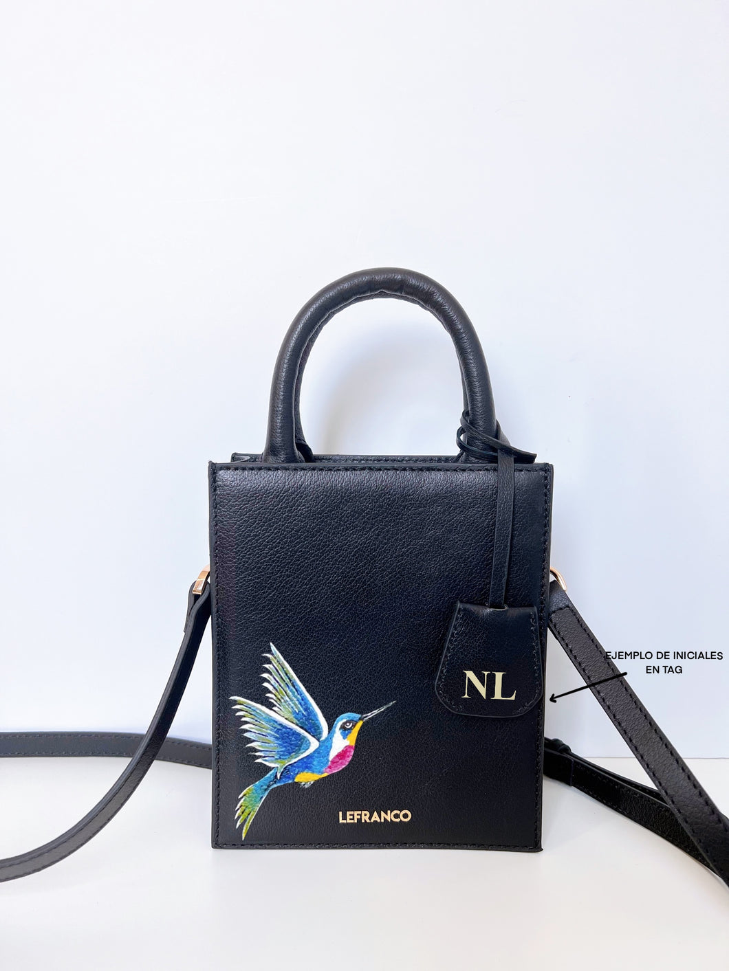 Peonia bag negra Diseño colibrí – lefrancoshop
