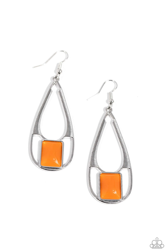 Nice Threads - Multi - Green, Yellow, Orange Thread-Wrapped Silver Leaf  Paparazzi Fishhook Earrings