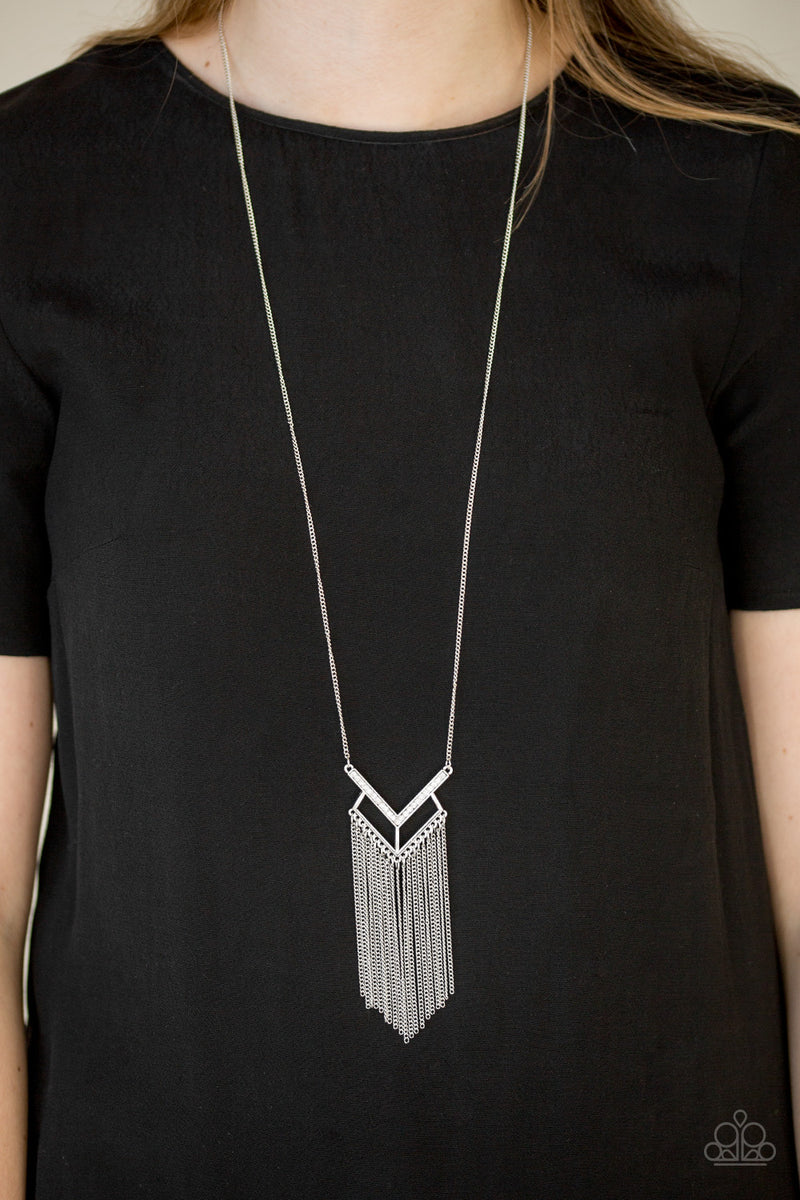 Alpha Glam - Paparazzi - White Geometric Fringe Necklace – Sugar Bee ...