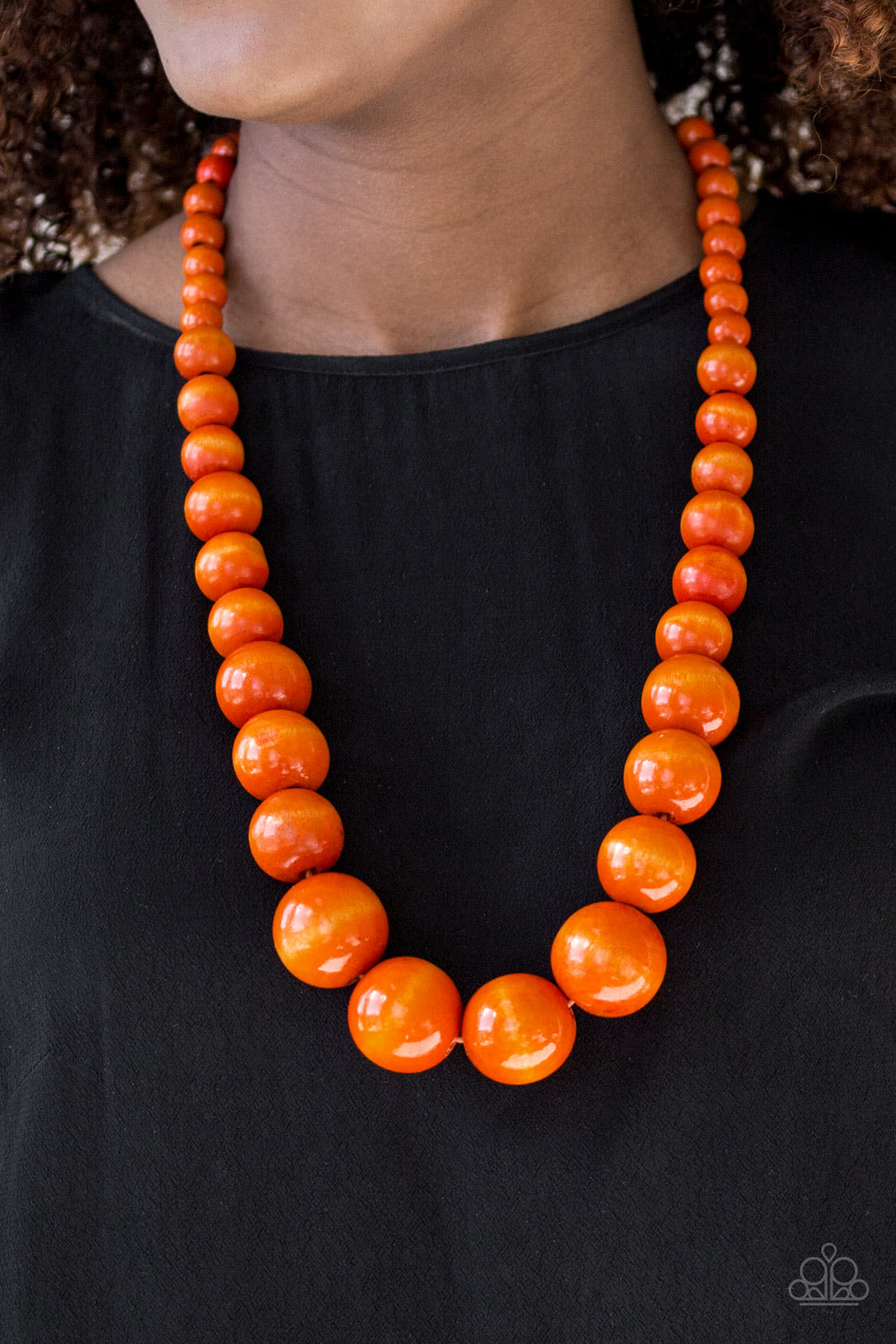 Paparazzi Effortlessly Everglades - Orange Wooden Circle Bead Necklace