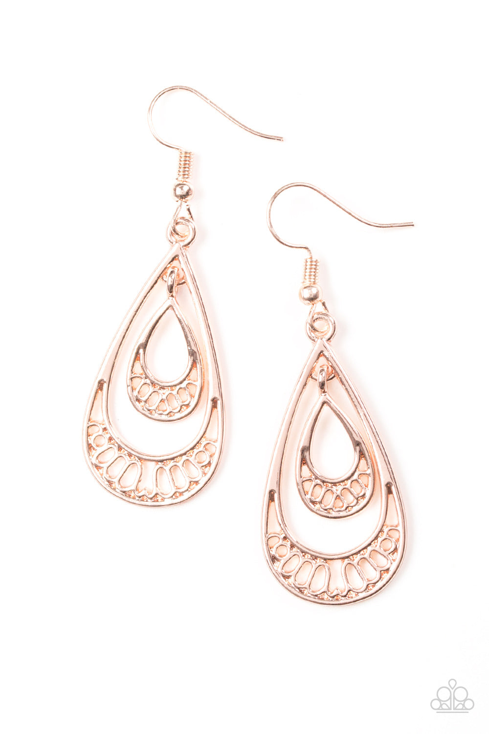 Paparazzi REIGNed Out - Rose Gold Teardrop Earrings – Sugar Bee Bling ...