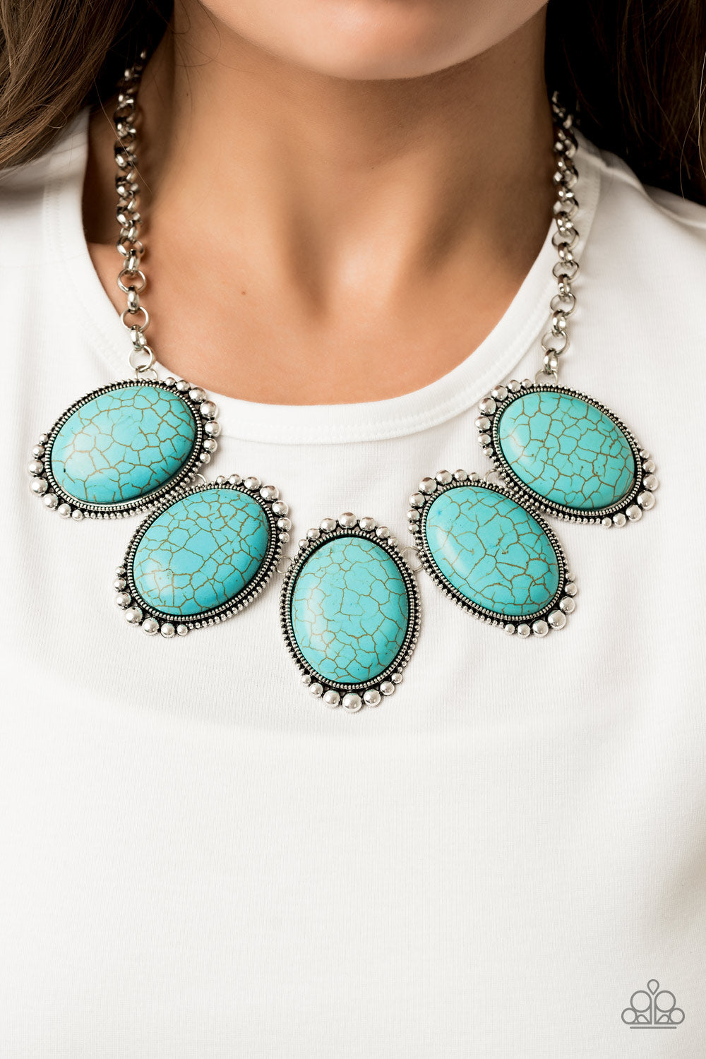 Prairie Goddess - Paparazzi - Blue Turquoise Large Oval Cracked Stone