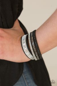 Paparazzi Just in Showtime Multi Black Rhinestone Double Wrap Bracelet