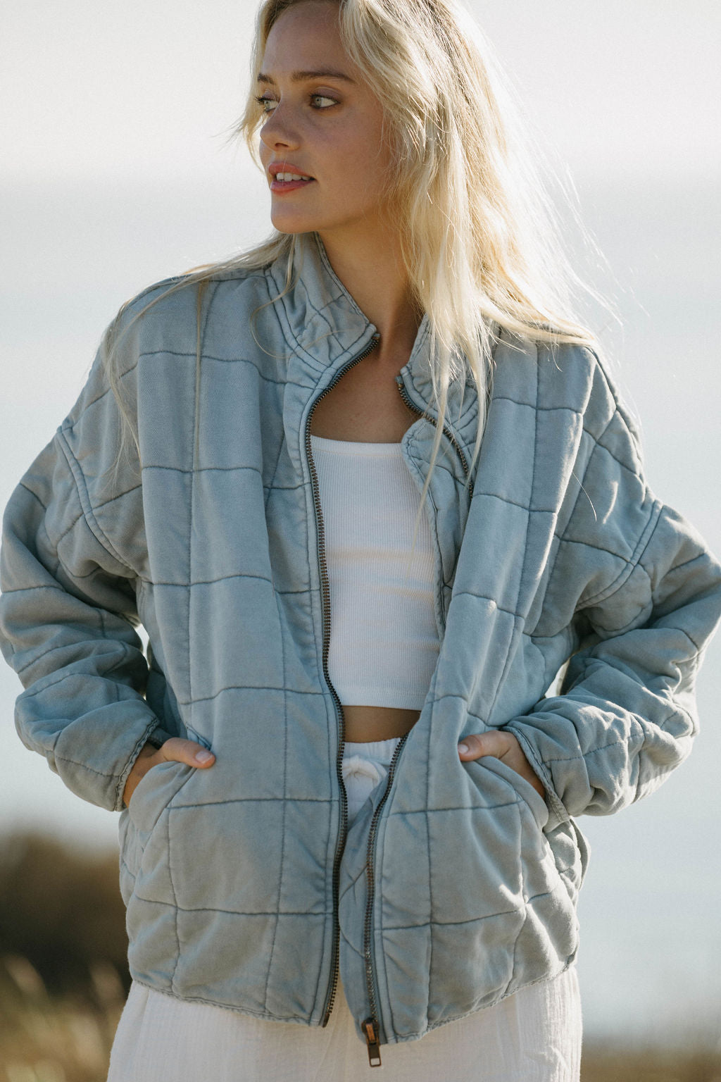 Image of Cool Nights Quilted Mineral Washed Jacket