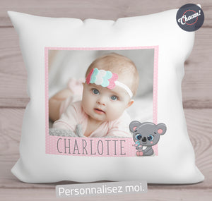 Coussin Bebe Fille Personnalise Photo Et Prenom Chaam Creations